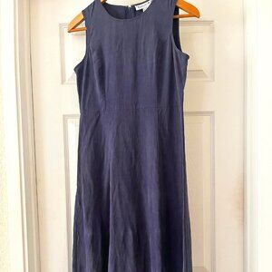 VTG Victoria Holly Navy Blue Maxi Dress Sleeveless High waist 100% silk Size 4
